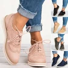 Women Brogues Flat Sole Shoe Ladies Lace Up Oxfords Casual Round Toe Sneakers | eBay Flat Oxford Shoes, Flats Shoes Comfortable, Party Outdoor, Women Flats, Lace Up Flats, Sporty Casual, Womens Summer Shoes, Casual Sneakers Women, Flats Shoes