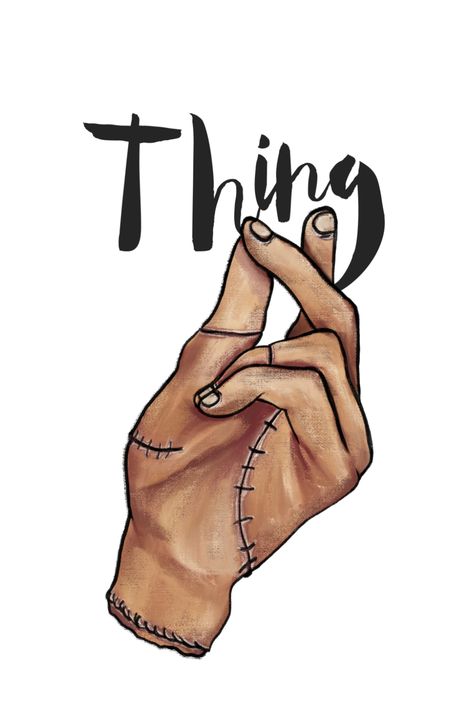 Thing From Wednesday Addams, Wednesday Addams With Thing, Wednesday Addams Illustration, Hand From Wednesday, Drawing Snap, Thing From Wednesday, Wednesday Addams Tattoo, Phone Poster, Addams Familie