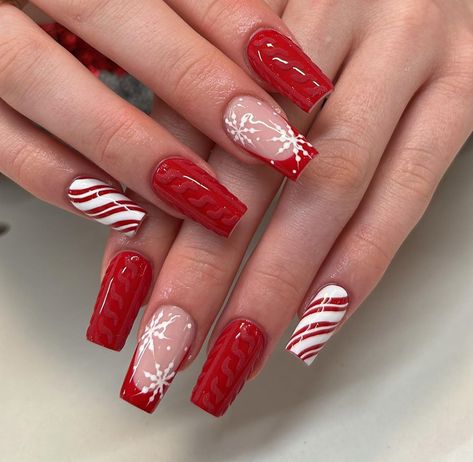 Red And White Christmas Nails, Nail Inspo Ideas, White Christmas Nails, Christmas Nail Ideas, Red Christmas Nails, Christmas Gel, Long Nail Designs, Christmas Gel Nails, Red And White Christmas