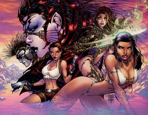 Aspen, Lara Croft, Sara Pezzini (Fathom 12 pre Aspen Comics) Michael Turner Art, Aspen Comics, Michael Turner, Comics Girl, Image Comics, Lara Croft, Comic Book Artists, Fun Comics, Comic Heroes