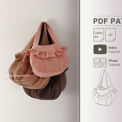 SewingmanPatterns - Etsy South Africa Beginner Purse Sewing Pattern, Small Easy Sewing Projects For Beginners, Bookish Sewing Projects, Cute Free Sewing Patterns, Beginning Sewing Projects Easy, Shoulder Bag Sewing Patterns, Handmade Gifts Sewing, Fabric Bag Patterns, Easy Bag Patterns To Sew