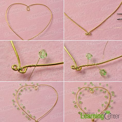 How to Make Easy Heart Wire Wrapped Hanging Décor Ornaments with Beads Decorated - Pandahall.com Ornaments With Beads, Wire Christmas Ornaments, Beaded Suncatchers, Empathy Activities, Suncatcher Diy, Wire Ornaments, Parts Of The Heart, Diy Heart, Ornaments Homemade