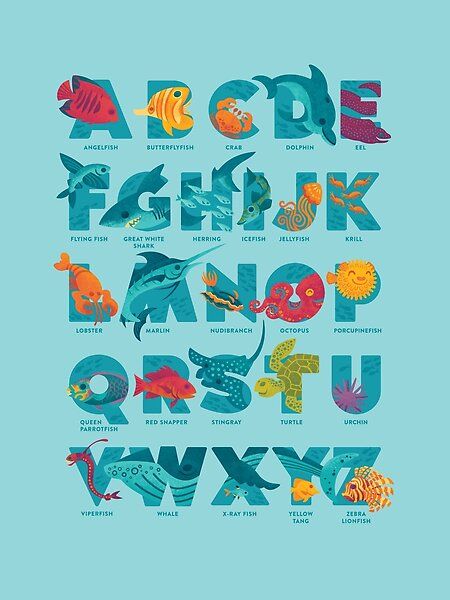 Under The Sea Alphabet Letters, Basic Typography, Ocean Typography, Sea Alphabet, Ocean Font, Jungle Alphabet, Fish Alphabet, Ocean Alphabet, Font Idea