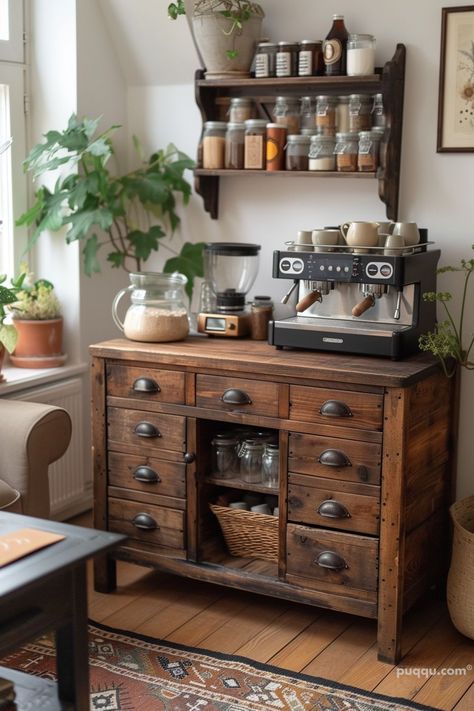 Home Coffee Bar Station Ideas - Create Your Perfect Brew Corner - Puqqu Drink Nook In Kitchen, Coffee Bar Farmhouse Style, Small Drink Station, Coffee Bar Ideas For Small Spaces, Drink Station Home, Coffee Nook Ideas Small Spaces, Coffee Bar Station Ideas, Home Coffee Bar Station, Bar Station Ideas