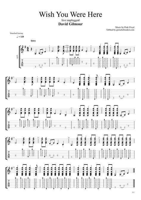 David Gilmour - Wish You Were Here acoustic guitar tab - live unplugged version - music score - guitar sheet music - acoustic guitar solo tabs Wish You Were Here Guitar Tab, Guitar Basics, Tabs Guitar, Classical Guitar Sheet Music, Guitar Tabs Acoustic, Learn Acoustic Guitar, Acoustic Guitar Chords, Sheet Music Pdf, Guitar Tabs Songs