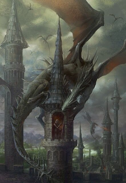 Dragon and Tower Dragon Medieval, Types Of Dragons, Dragon's Lair, Jaime Lannister, Fairy Dragon, Gra O Tron, Digital Art Gallery, Dragon Pictures, World Of Fantasy