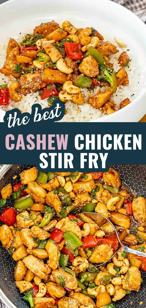 Whip up this quick and delicious Cashew Chicken Stir Fry for dinner tonight! Packed with tender chicken, fresh veggies, and a savory sauce. Perfect for meal prep too! #EasyDinners #OnePotMeals #cashewchicken #stirfry #chickenstirfry Easy Cashew Chicken, Cashew Chicken Sauce, Cashew Chicken Stir Fry, Thai Cashew Chicken, Chicken Stir Fry Recipe, Chicken Cashew Stir Fry, Cashew Chicken Recipe, Spicy Cashews, School Recipes