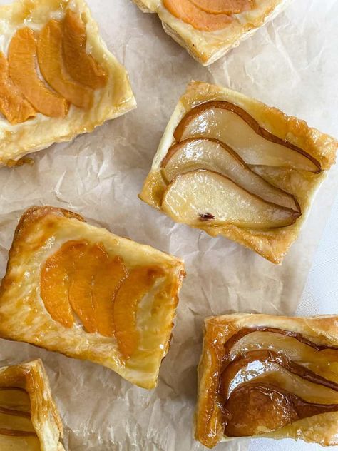 Upside Down Pear Tart - Lovely Delites Upside Down Pear Tart, Upside Down Tart, Lovely Delites, Pear Tart Recipe, Puff Pastry Ingredients, Pear Dessert Recipes, Hosting Recipes, Caramelized Fruit, Crumble Tart