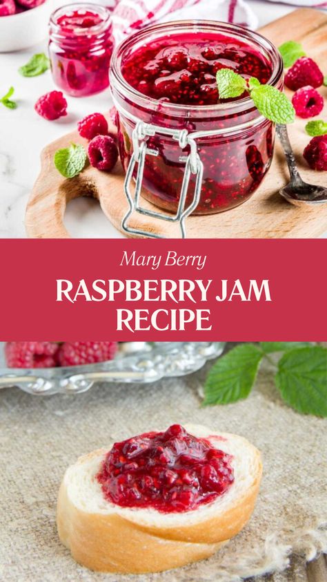 Mary Berry Raspberry Jam Recipe Raspberry Jam Small Batch, Mock Raspberry Jam, Raspberry Jam With Frozen Raspberries, Raspberry Jam Recipe Canning No Pectin, Raspberry Jam From Frozen Raspberries, Goofy Cake, Raspberry Jam Recipe, Mary Berry Recipe, Freezer Jam