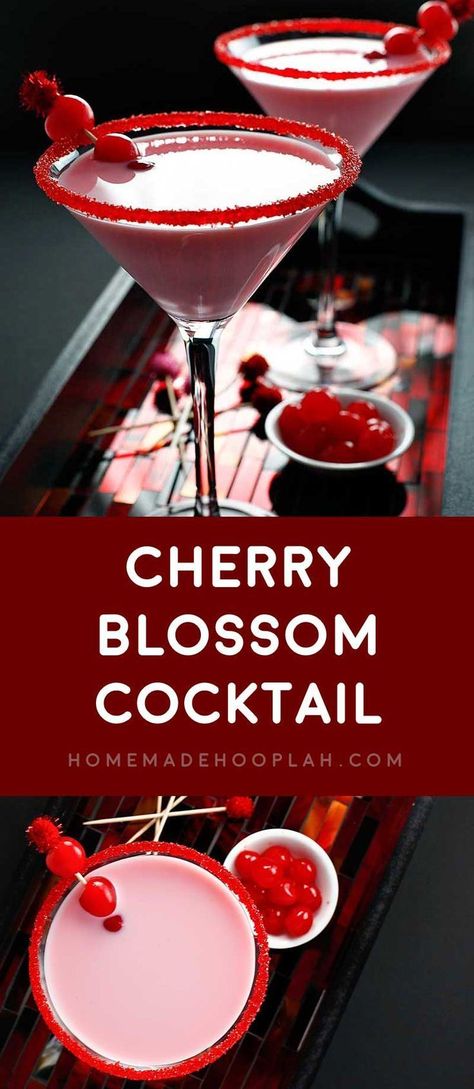 Cherry Blossom Drink, Cherry Blossom Cocktail, Pink Milkshake, Blossom Wedding, Homemade Cocktails, Pink Cocktails, Best Cocktail Recipes, Boozy Drinks, Martini Recipes