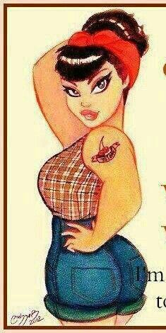 Ha Stile Pin Up, Pin Up Girl Tattoo, Arte Pin Up, Plus Size Art, Pinup Art, Tattoo Girls, Pin Up Tattoos, Rockabilly Pin Up, Girl Tattoo