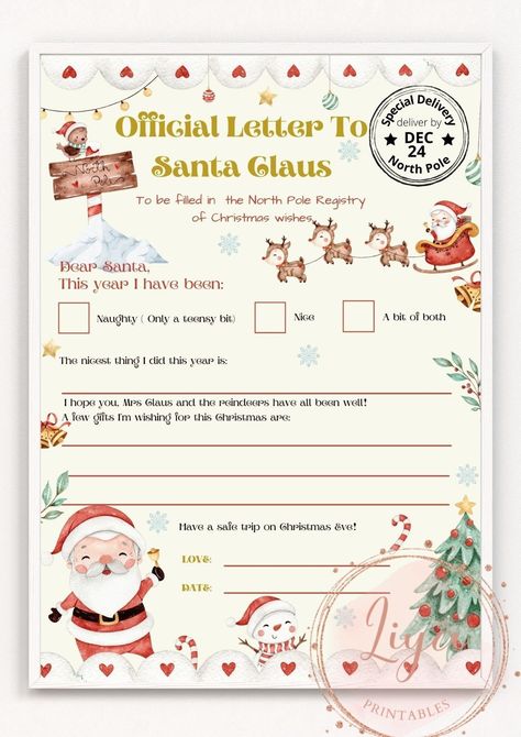 Excited to share the latest addition to my #payhip shop: Letter to Santa / Printable Letter to Santa Claus / Santa Letter / Kids Letter / Christmas Letter / INSTANT DOWNLOAD Printable file https://etsy.me/3GS2I3V #christmas #unframed #vertical #lettertosanta #SantaClaus Santa Christmas List, Christmas Wish List Template, Santa Breakfast, Letter To Santa Printable, Santa Wish List, Santa Claus Letter, Santa Letters, Santa Printable, Personalized Letters From Santa