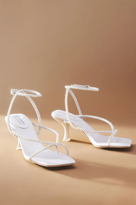 Jeffrey Campbell  Pearl Kitten Heels Kitten Heel Wedding Shoes Brides, White Kitten Heels, Kitten Heel Wedding Shoes, Upcoming Fashion Trends, Chelsea Wedding, Beachy Wedding, Shoes Heels Classy, Birthday Inspo, Wedding Shoes Bride