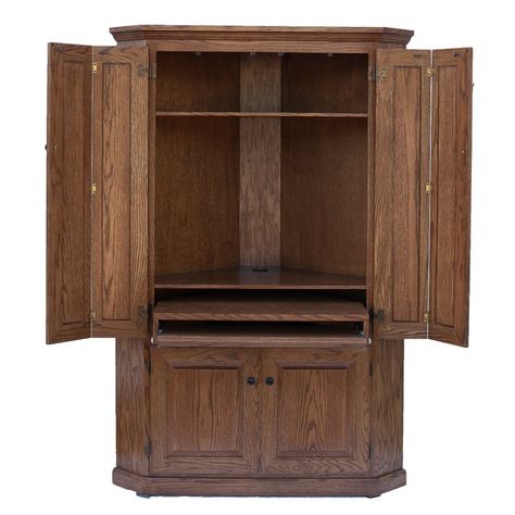 47" Lapierre Computer Armoire Desk Corner Armoire, Office Armoire, 4 Panel Doors, 4 Panel Door, Printer Storage, Solid Wood Armoire, Armoire Desk, Computer Armoire, Wood Armoire