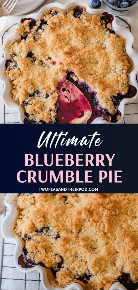 Blueberry Crumble Pie is perfection! This dessert recipe is a summer favorite, featuring a pie crust with a fresh blueberry filling and an amazing crumble topping. Serve this summer menu idea with a scoop of ice cream or a dollop of whipped cream for the ultimate treat! Easy Blueberry Pie Recipe, Pie Crumble Topping, Blueberry Crumble Pie, Easy Blueberry Pie, Blueberry Pie Recipe, Crumble Pie, Apple Crumble Recipe, Summer Pie, Peach Crumble