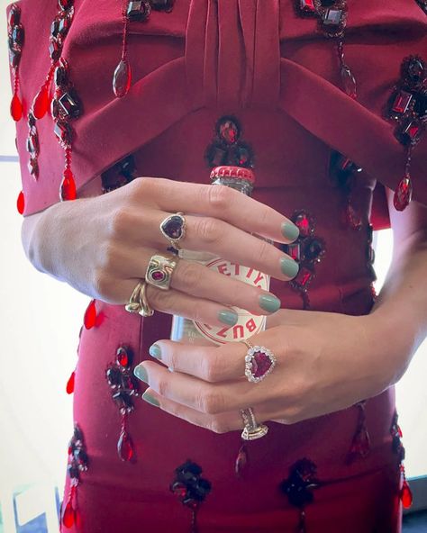 Blake Lively Secretly Wore Taylor Swift's Ring from 'I Bet You Think About Me' | PEOPLE.com Classic Jewelry Essentials, Hand Modeling, Red Velvet Wedding Cake, Red Ring, Red Rings, Taylor Swift Red, Wardrobe Needs, Monogram Ring, Joan Crawford