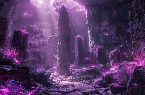 Amethyst Cave Minecraft, Amethyst Chandelier Minecraft, Fantasy Crystal City, Dark Purple Fantasy Aesthetic, Purple Kingdom Fantasy Art, Fantasy Landscape Purple, Fantasy Purple, Dark Kingdom, Fantasy Scenery