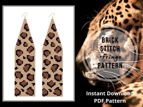 Brick Stitch Pattern Earring, Miyuki Earrings, Seed Bead Art, Seed Bead Earring, Animal Print Earrings, Seed Bead Pattern, Bead Earring, Brick Stitch Earrings, Brick Stitch Pattern