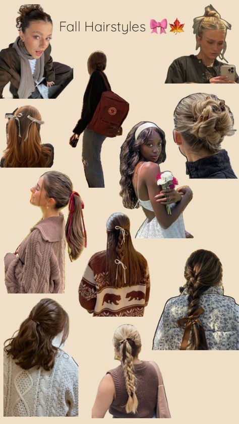 Fall hairstyles, hair, fall, autumn, hair inspo Ponytail Fall Outfit, Fall Hairstyles For Pumpkin Patch, Hairstyles For Autumn 2024, Cute Fall Hairstyles Straight Hair, Fall Inspo Hairstyles, Fall Inspired Hairstyles, Messy Fall Hairstyles, Comfy School Hairstyles, Quick Fall Hairstyles