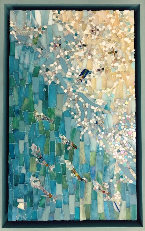 Swimming in stained Glass by Karin Wainwright- 2018 Sea Glass Mosaic, Abstract Painting Techniques, Mosaic Madness, Tiffany Stained Glass, Mom Art, Stained Glass Mosaic, Mirror Art, Mural Art, Tile Art