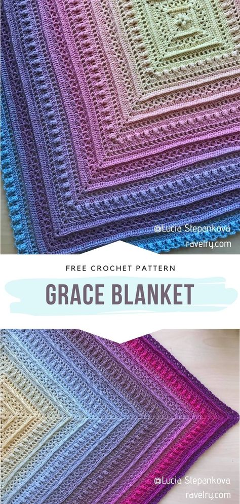 Charming Ombre Afghans with Free Crochet Patterns Variated Yarn Crochet Blanket, Crochet Blanket Free Pattern Modern, Blanket In The Round Crochet, 6 Day Blanket Crochet Pattern, Crochet Row Patterns, Lap Blanket Crochet Pattern Free, Crocheted Afghans Free Patterns, Motif Mandala Crochet, Crocheted Afghans