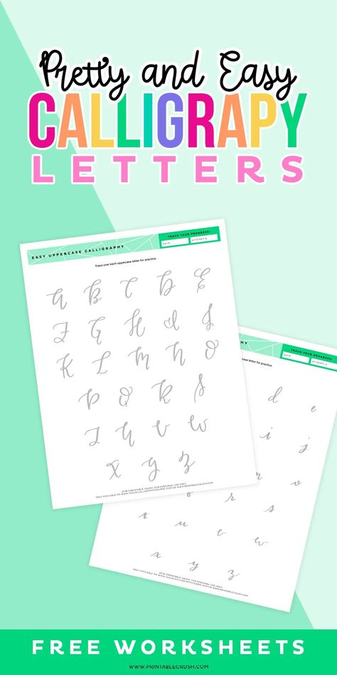 Calligraphy For Kids, Easy Calligraphy, Letter Practice Sheets, Calligraphy Templates, Calligraphy Course, Crush Posts, Hand Lettering Worksheet, Calligraphy Lessons, Brush Pen Lettering