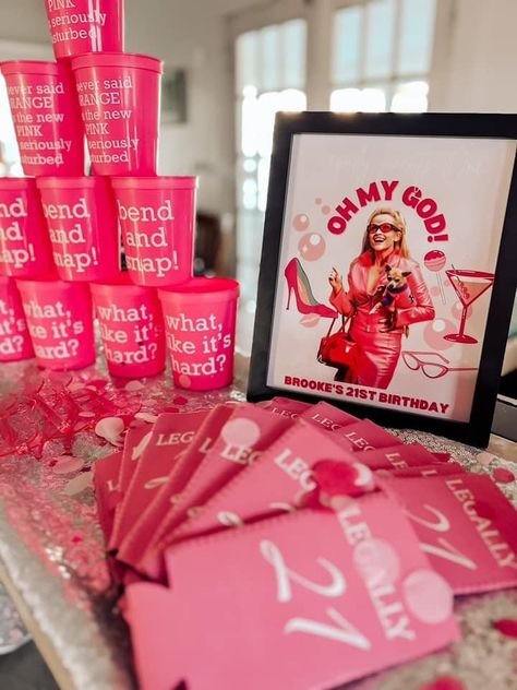 Legally Blonde 21st Birthday, Legally Blonde Themed Graduation Party, Legally Blonde Party Food, Legally Blonde Birthday Party Theme, Legally Blonde Party Ideas, Legally Blonde Graduation Party, Legally Blonde Birthday Party, Legally Blonde Party Theme, Legally Blonde Bachelorette Party