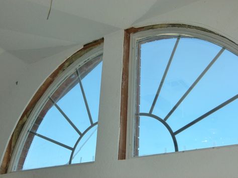 half moon or half circle windows | Trimming Out Quarter Round Replacement Window - Carpentry - DIY ... Half Circle Window, Circle Windows, Half Moon Window, Eclectic Decorating, Round Windows, Livng Room, Moon Window, Attic Ideas, Ikea Organization