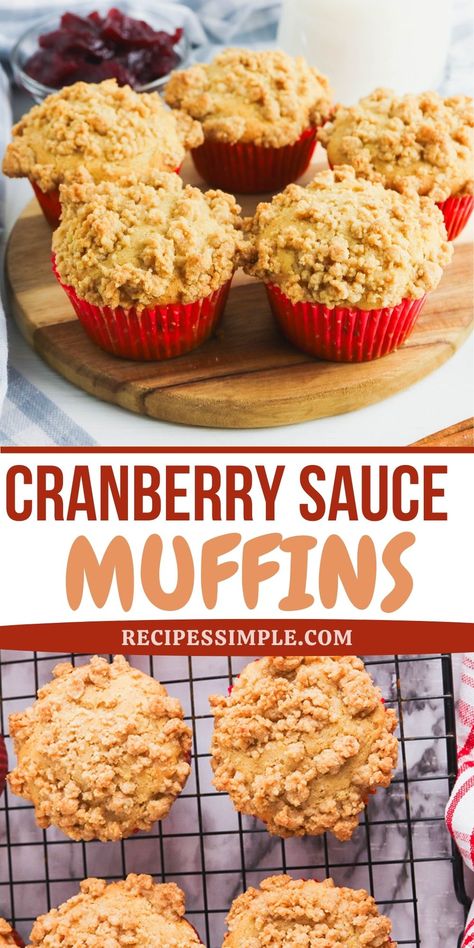 These delicious Cranberry Sauce Muffins are perfect for using leftover cranberry sauce to create an easy breakfast muffin or snack. They are perfect for Thanksgiving or Christmas. What Can I Do With Left Over Cranberry Sauce, Leftover Cranberry Sauce Recipe, Cranberry Sauce Muffins, Easy Breakfast Muffins, Cranberry Recipes Muffins, Jellied Cranberry Sauce, Breakfast Muffin, Thanksgiving Breakfast, Leftover Cranberry Sauce