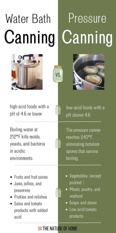 Unsure whether to use water bath or pressure canning? This guide explains the differences, when to use each method, and how to safely preserve your fruits, veggies, and more. Perfect for beginner and seasoned canners alike, save this pin to learn which canning method fits your recipes! Basic Canning Supplies, Things You Can Water Bath Can, Canning For Beginners Learning, How To Can For Beginners, What Can Be Water Bath Canned, Water Bath Canning Time Chart, Water Bath Canning For Beginners Recipes, Easy Canning For Beginners, Homesteading Canning