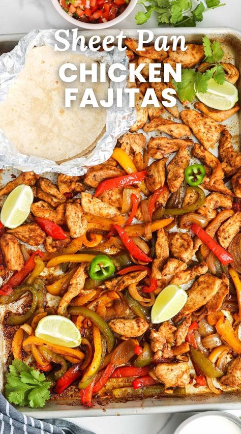 Sheet pan chicken fajitas are a tasty, simple, and quick recipe for busy weeknights, combining tender baked chicken, bell peppers, and onions in one easy dish. Steak Fajitas Recipe, Skirt Steak Fajitas, Sheet Pan Chicken Fajitas, Chicken Fajitas Recipe, Steak Fajita Recipe, Grilled Skirt Steak, Baked Chicken Fajitas, Homemade Fajita Seasoning, Fajitas Recipe