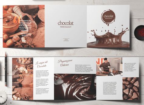 Half Fold Brochure Design, Design Tricks, Trifold Brochure Design, Square Brochures, Fold Brochure, Chocolate Design, A Rectangle, Catalog Design, Trifold Brochure