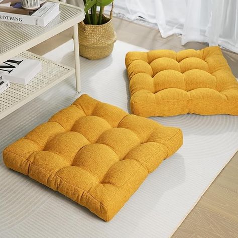 Amazon.com: Tromlycs Floor Pillow Seating Cushions for Adults Set of 2 Sitting Large Square Pillow Gel Memory Foam 20 x 20 x 4 Inch Yellow : Home & Kitchen Play Therapy Office, Yellow Floor, Square Floor Pillows, Memory Foam Pillows, Printed Tapestries, Reading Nook, Floor Pillow, Seat Cushion, Square Pillow