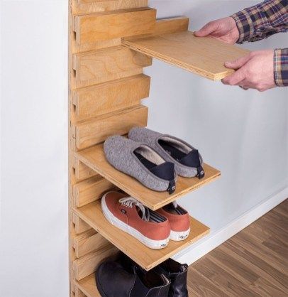 Shoes rack design ideas that many people like 35 Dresser Makeover Diy, Diy Shoe Rack Ideas, Pallet Deck Diy, Wall Shoe Rack, Shoe Organization Diy, Small Shoe Rack, Shoe Storage Small Space, Wall Mounted Shoe Rack, Design Toys