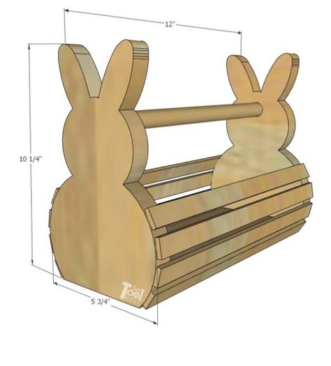 Wood Bunny Easter Basket - Her Tool Belt Easter Wood Crafts Diy, Diy Bunnies, Wood Easter Basket, Easter Wood Projects, Wood Crafts For Kids, Wooden Easter Basket, Bunny Easter Basket, Basket Wood, Wood Bunny