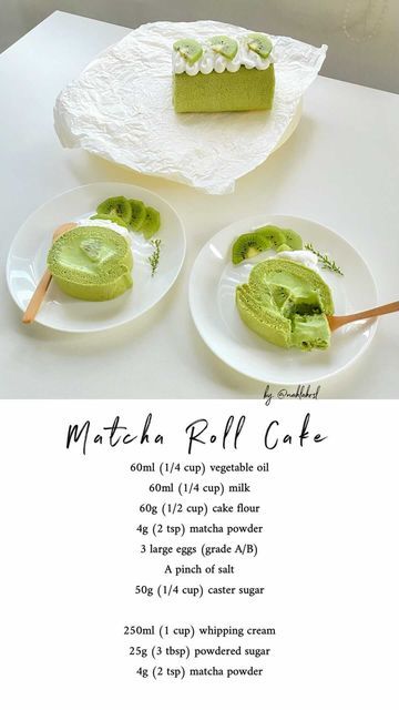 Kiwi Dessert Recipes, Matcha Roll Cake, Dutch Lady, Ground Texture, Sweet Matcha, Ahmad Tea, Matcha Cake, Roll Cake, Matcha Powder