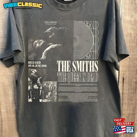 The Smiths Graphic Shirt Vintage 90S Rock Band Hoodie Classic Check more at https://vibeclassic.com/product/the-smiths-graphic-shirt-vintage-90s-rock-band-hoodie-classic/ 90s Rock Bands, The Queen Is Dead, 90s Rock, Iconic Album Covers, Band Hoodies, Shirt Designs For Men, The Smiths, T Shirt Printing, Graphic Shirt