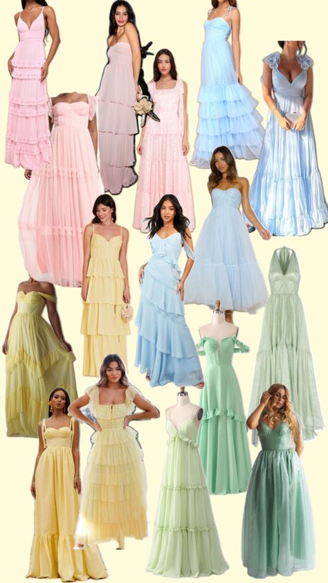 Mismatch color and style bridesmaids dresses Floral Bridesmaid Dresses Mismatched Spring, Pastel Colorful Bridesmaid Dresses, Dainty Bridesmaid Dress, Bridesmaid Dress Unique, Fun Bridesmaids Dresses, Pastel Color Dress Wedding, Mis And Match Bridesmaid Dresses, Light Turquoise Bridesmaid Dresses, Bridesmaids Multicolor Dresses