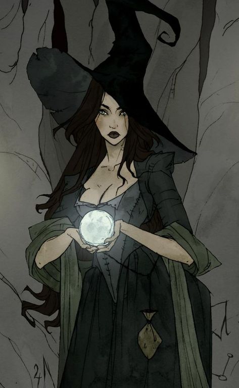 Abigail Larson, Witch Drawing, Creature Fantasy, Witch Characters, Fantasy Witch, 동화 삽화, Dark Witch, Witches Hat, Illustration Photo