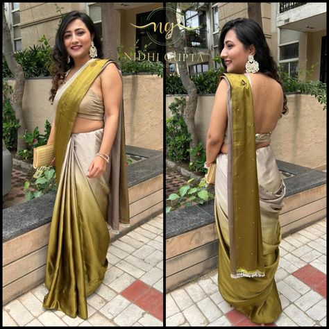 Satin shaded hand embroidered saree with halter neck blouse #fashion #saree #sareelove #halterneck #blouse #designerwear #designerblouses #chandigarh #indianwedding #indianfashion #indianwear Halterneck Blouse, Halter Neck Blouse, Halter Neck Blouses, Embroidered Saree, Chandigarh, Designer Wear, Saree Collection, Indian Wear, Halter Neck