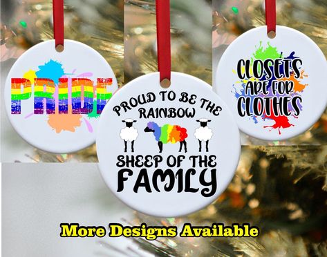 Pride Ornament, Pride Christmas Ornament, Pride Ornaments Diy, Pride Christmas, Gay Christmas, Rainbow Ornaments, Rainbow Party Decorations, Lgbt Wedding, Hand Painted Ornaments