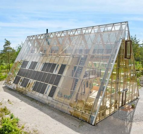 Self-Sufficient Nature House for Off-the-Grid Living | themindcircle Greenhouse Home, Swedish Architecture, Sustainable House Design, Garden Line, Innovative Architecture, House In Nature, A Frame House, Eco Friendly House, Off Grid