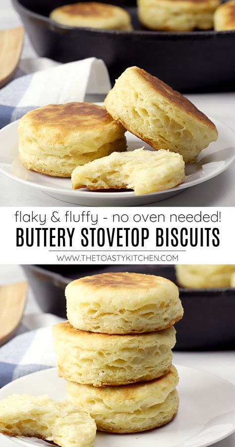 Biscuits On Stovetop, Stove Top Biscuit Recipes, Biscuits On The Stove Top, Easy Stove Top Desserts, Stovetop Cake Recipes, Stove Top Breakfast Ideas, Stovetop Sourdough Recipes, Skillet Bread Stovetop, Skillet Biscuits Stovetop