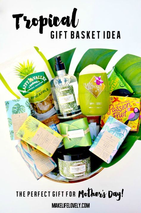 Tropical Gift Basket, Lavender Gift Basket, Baking Gift Basket, Brunch Gifts, Spa Day Gifts, Gardening Gift Baskets, Homemade Gift Baskets, Donut Gifts, Push Gifts