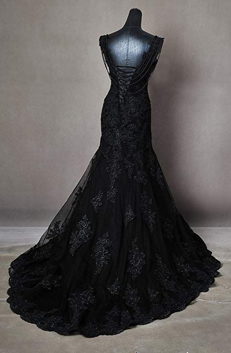 Wedding Dresses Straps, Wedding Dress With Applique, Wedding Dresses Modest, Modest Prom Dress, Black Wedding Gowns, Gothic Bride, Gothic Wedding Dress, Modest Prom, Dark Wedding