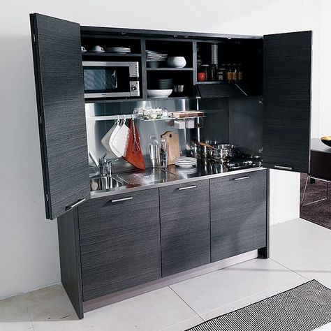 Small Kitchen Designs, Micro Kitchen, Compact Kitchen Design, Small Dishwasher, Hidden Kitchen, Kabinet Dapur, Compact Kitchen, Mini Kitchen, Compact Living