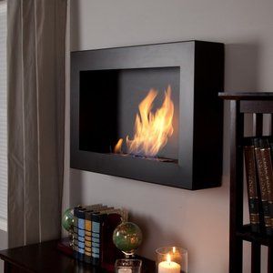 Anywhere Fireplace Soho Black Satin Anywhere Indoor Fireplace $349.00 Fake Fireplaces, Gel Fireplace, Basement Suite, Spare Bathroom, Black Feature Wall, Fireplaces Ideas, Wall Mounted Fireplace, Fake Fireplace, Wall Mount Fireplace