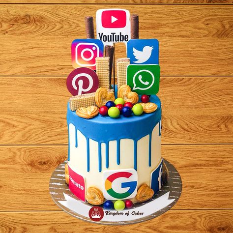 This Social Media Marketing-themed cake is a dream come true for every digital marketer! 📱💻 Decorated with icons of all your favorite platforms – Facebook, Instagram, Twitter, and more! 🚀 It's the perfect treat for those who turn creativity into clicks and likes! 🍰✨ Dive into this delicious reminder of the power of social media and let every slice remind you to keep pushing for those trending moments! 📈🧁  Delivery across Delhi NCR Visit website www.kingdomofcakes.in call 9999812200 Social Media Cake, Cake Online, Power Of Social Media, Theme Cake, Digital Marketer, Keep Pushing, Cakes For Boys, Visit Website, Delhi Ncr