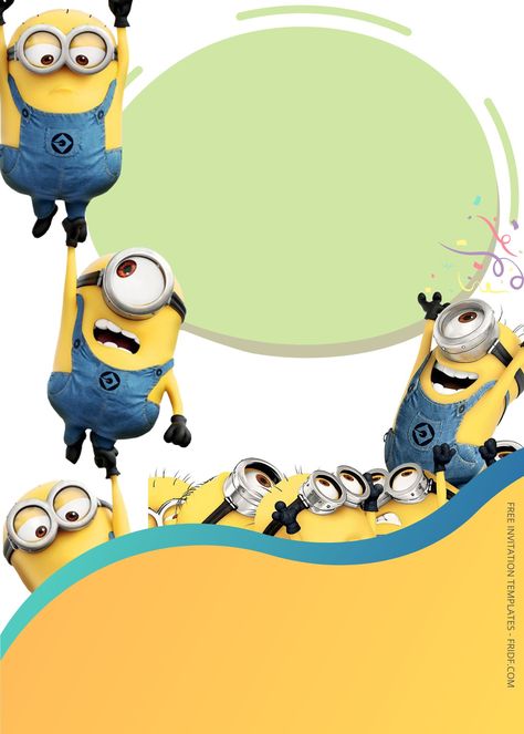 FREE Minions Fiesta Birthday Invitation Templates - FRIDF - Download Free PDF Invitation Templates Minion Background, Minion Template, Party Theme For Kids, Minion Party Invitations, Bird Birthday Invitations, Minions Birthday Theme, Minion Invitation, Minion Birthday Invitations, Fiesta Birthday Invitations