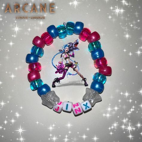 Look what I just found on Depop 🙌 https://depop.app.link/FjGQgQh47rb Arcane Bracelet Ideas, Jinx Bracelet Arcane, Jinx Bracelet, Arcane Bracelet, Bracket Inspo Beads, Arcane Jewelry, Pulseras Kandi, Candy Bracelet, Clay Bead Necklace